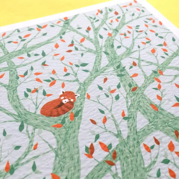 Snoozing Red Panda A5 Print