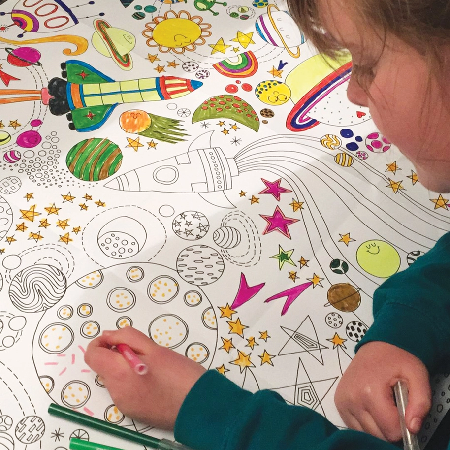 To the Moon Colouring Poster