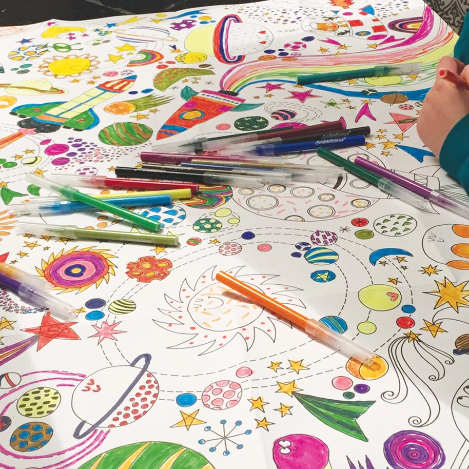 To the Moon Colouring Poster